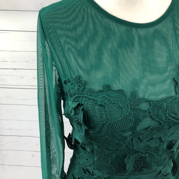 👻 Green lace sheer bodycon dress - Picture 3 of 7
